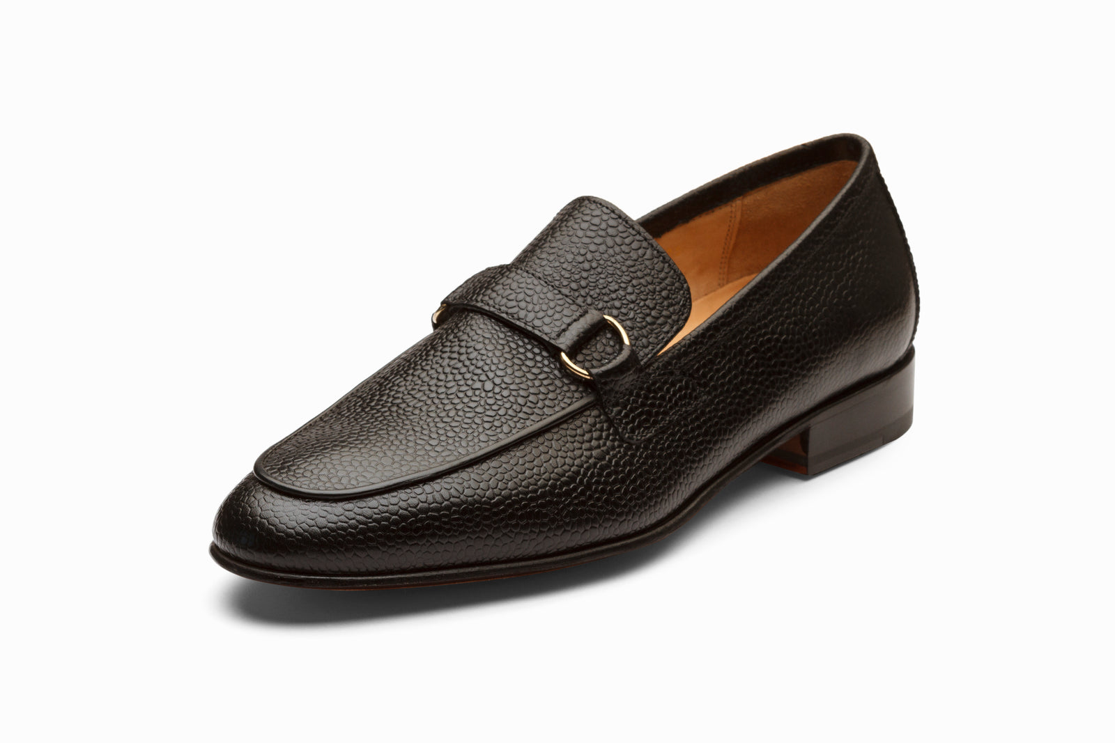The black leather loafer in detail