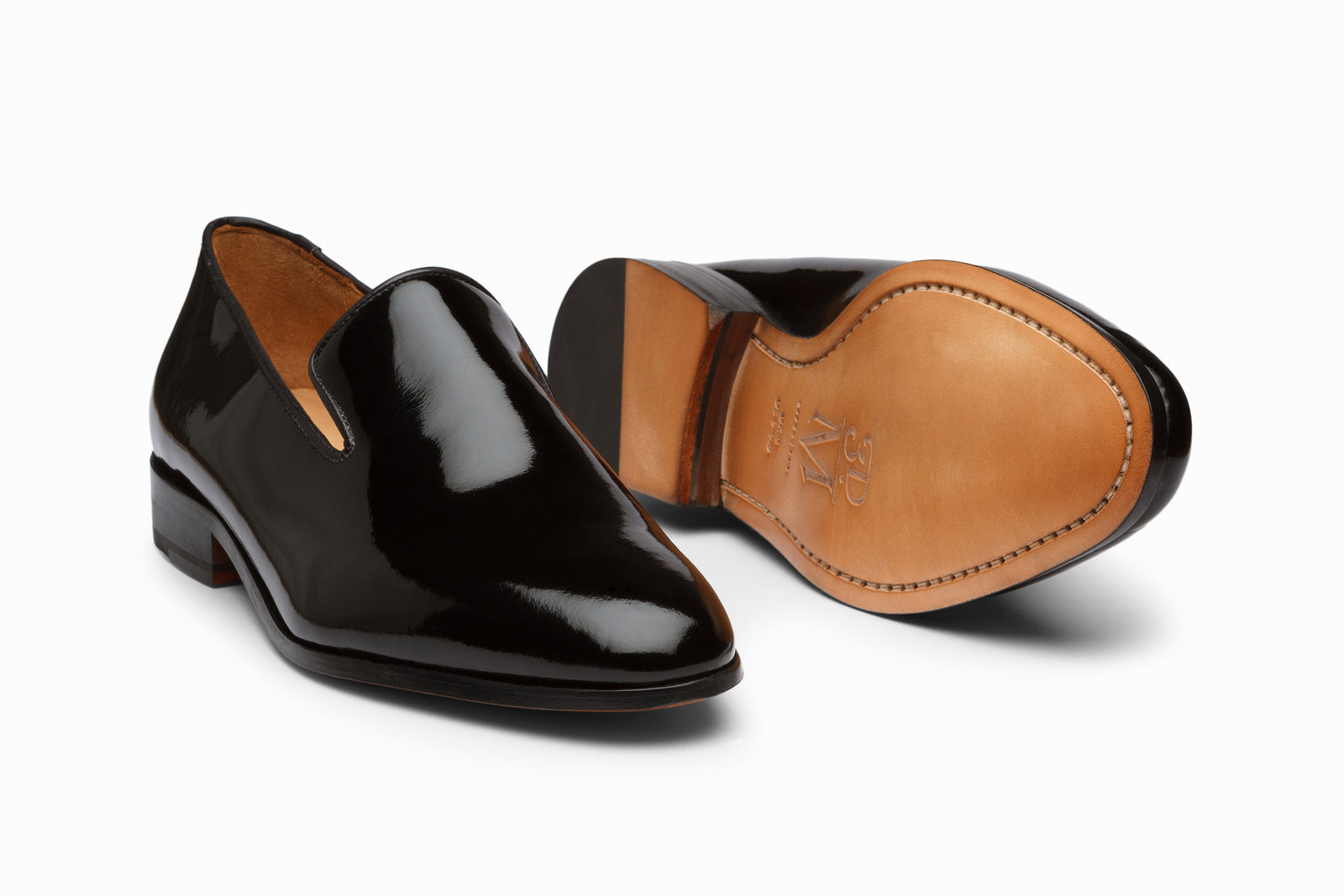 The black patent loafer in detail