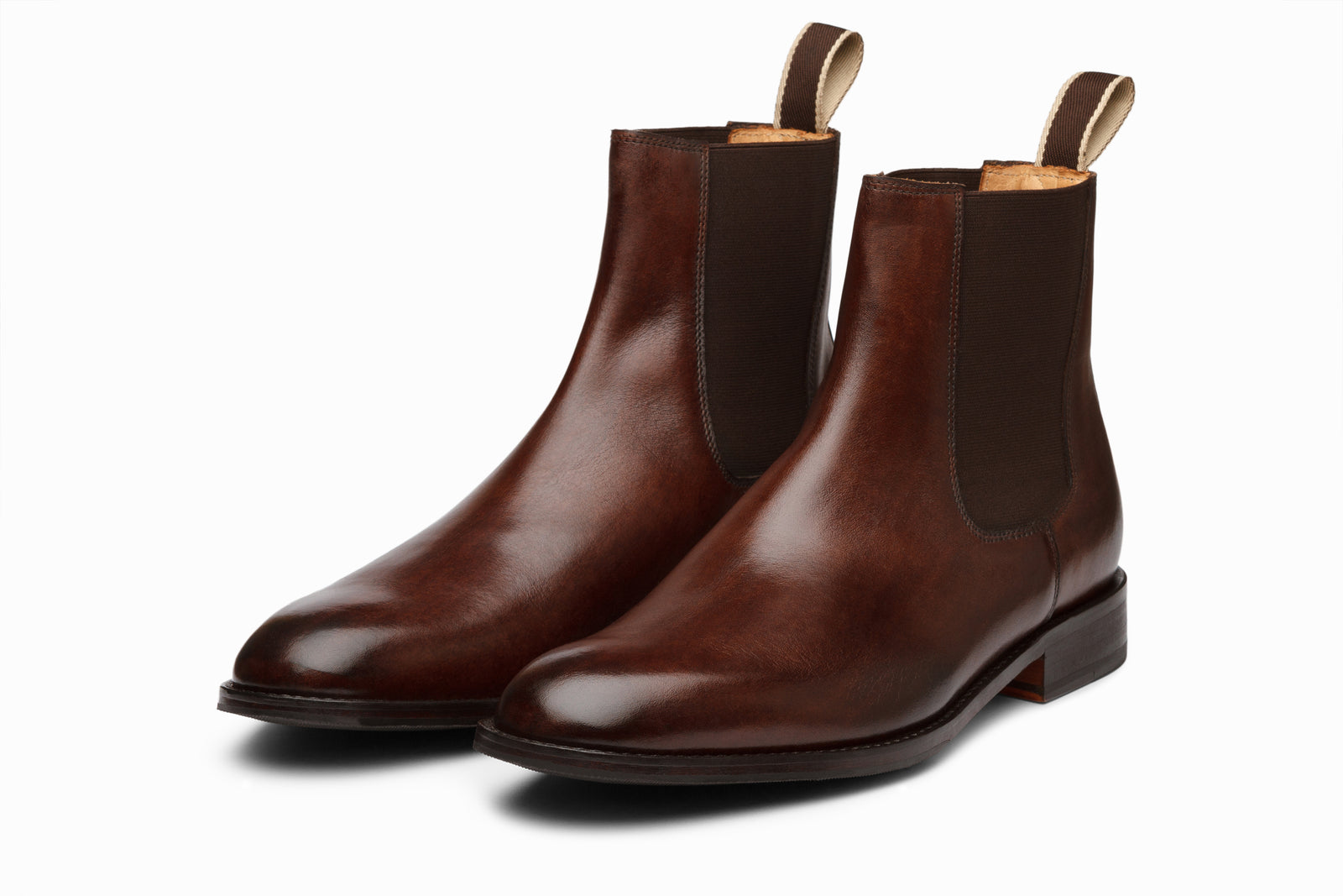 Brown leather boot viewed in full