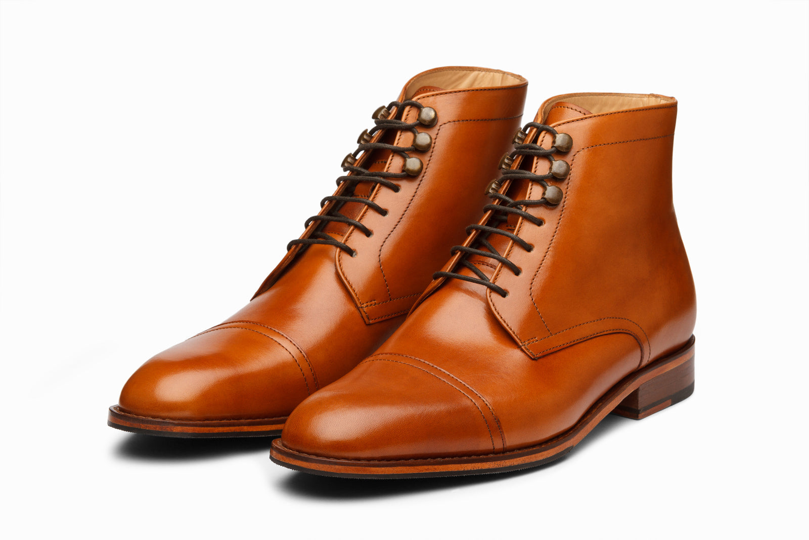 Tan leather boot viewed in full
