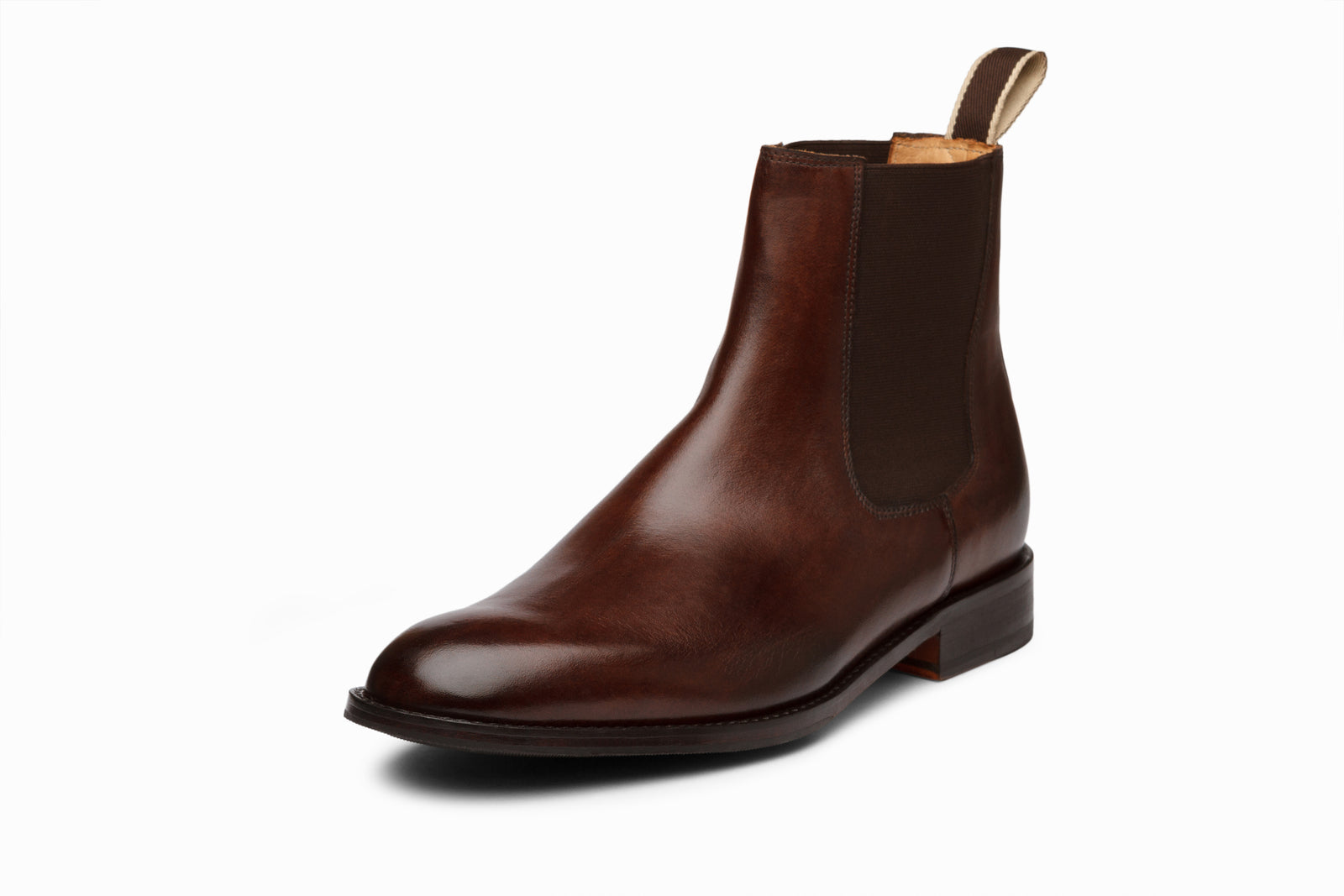 The brown leather boot in detail