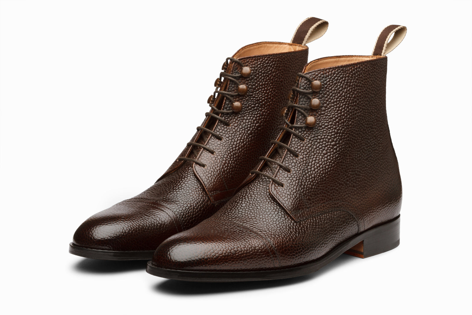 Brown leather boot viewed in full