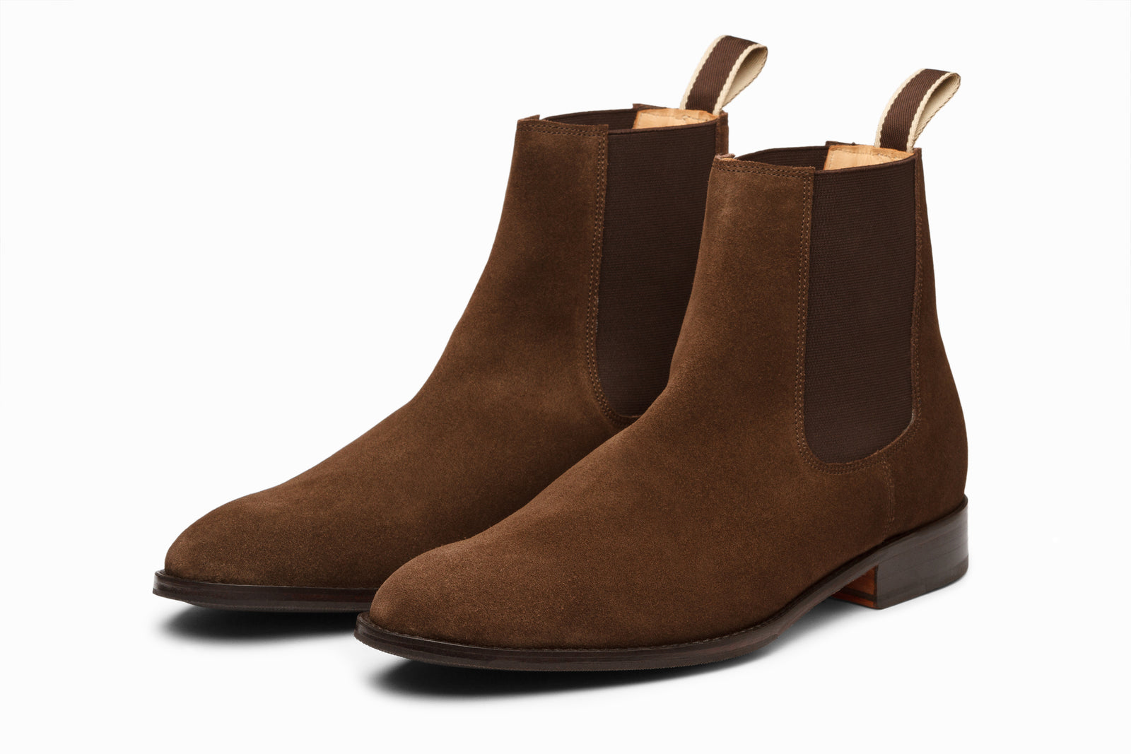 Brown suede boot viewed in full