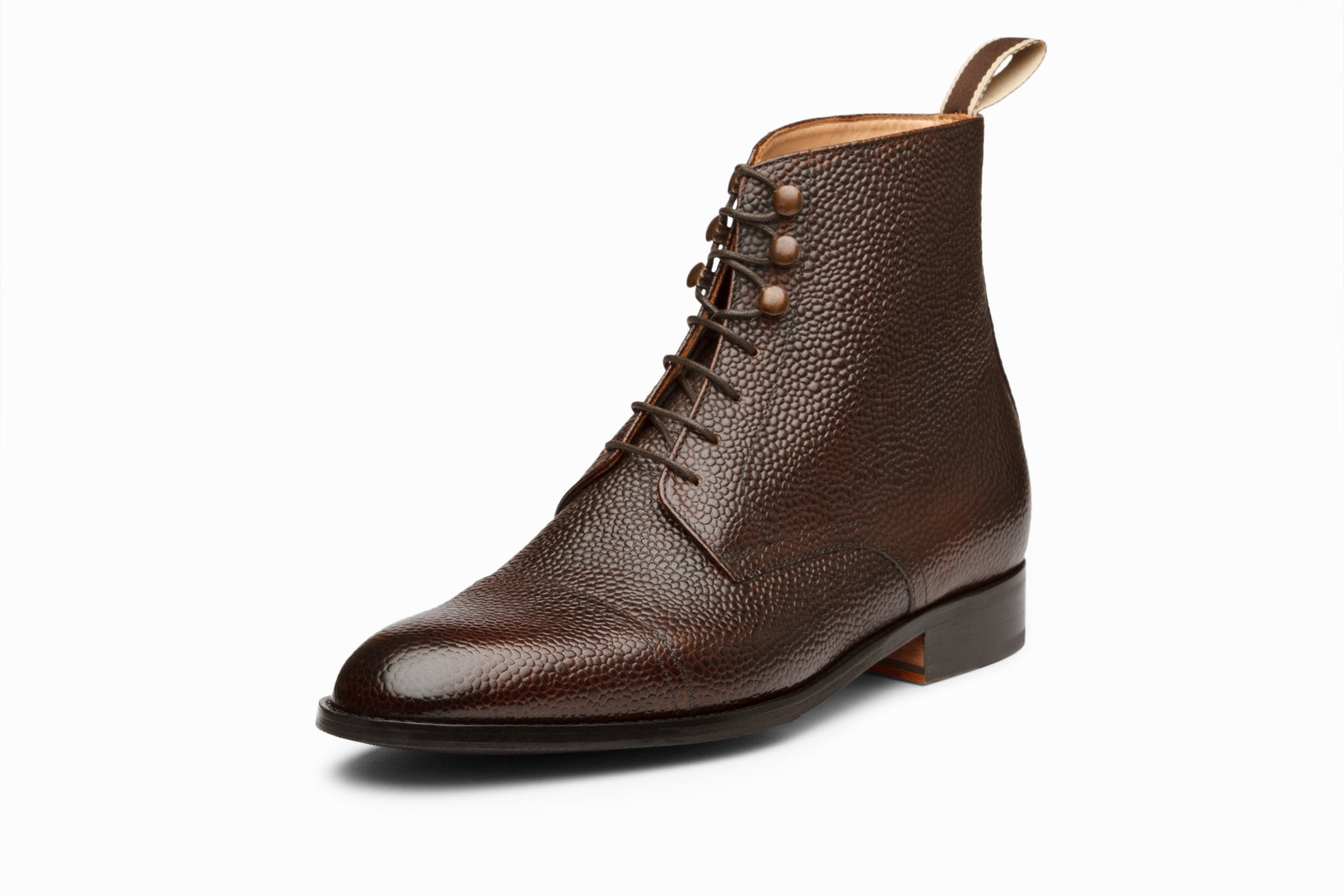 The brown leather boot in detail