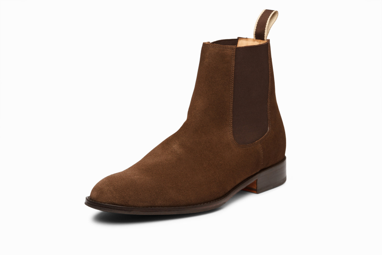 The brown suede boot in detail