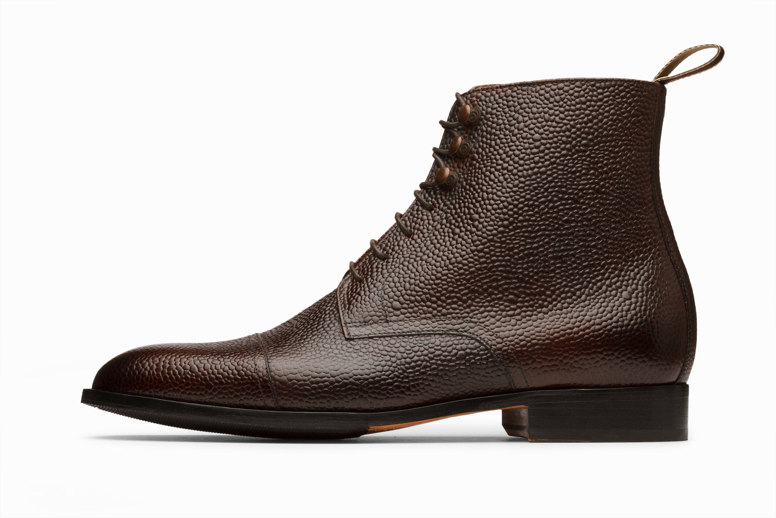 X - Field Grain Leather Boots - Dark Brown Grain