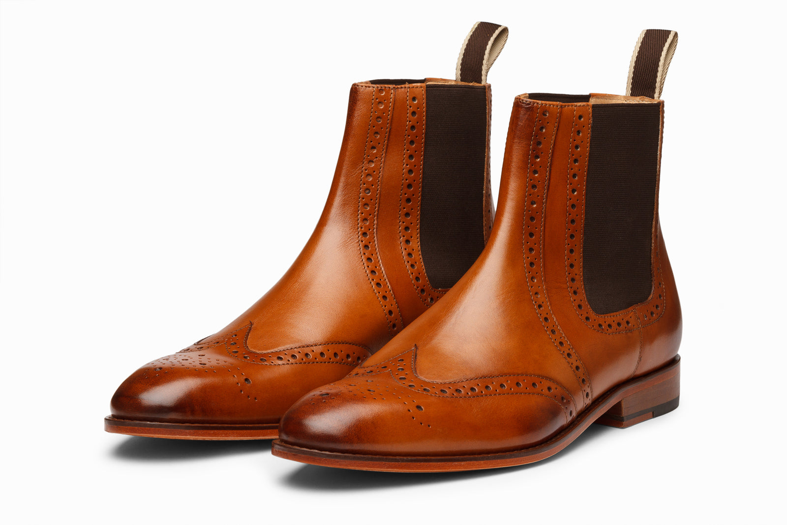 Tan leather boot viewed in full