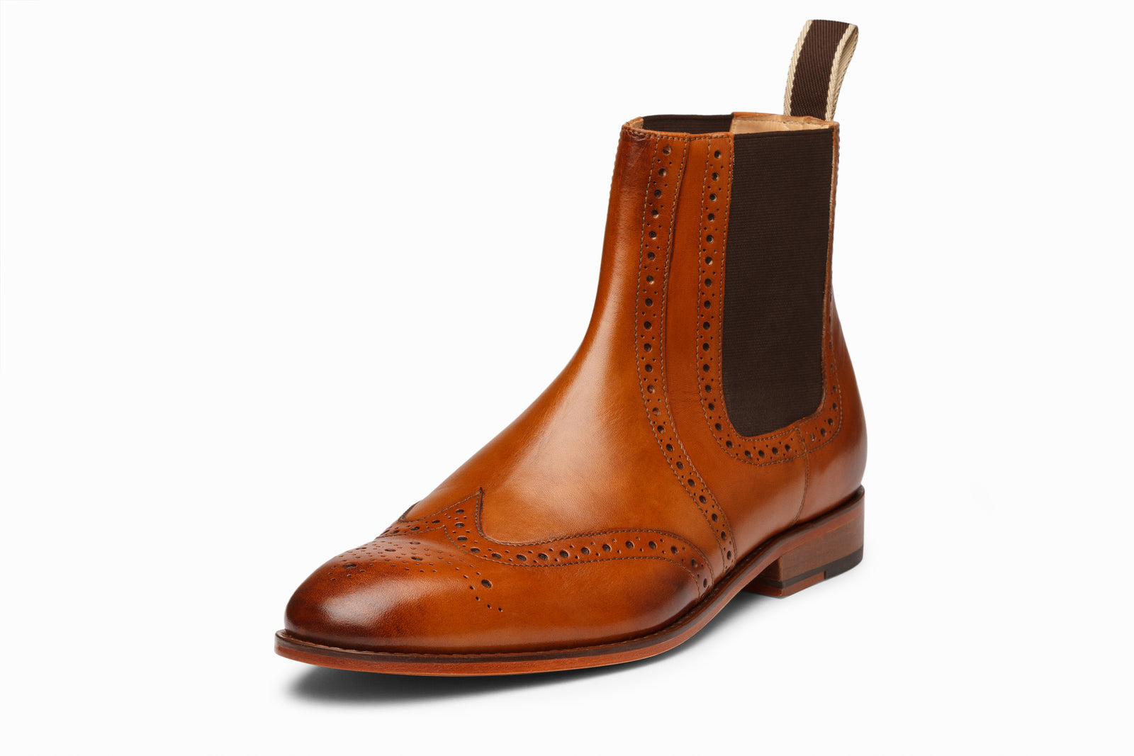 The tan leather boot in detail