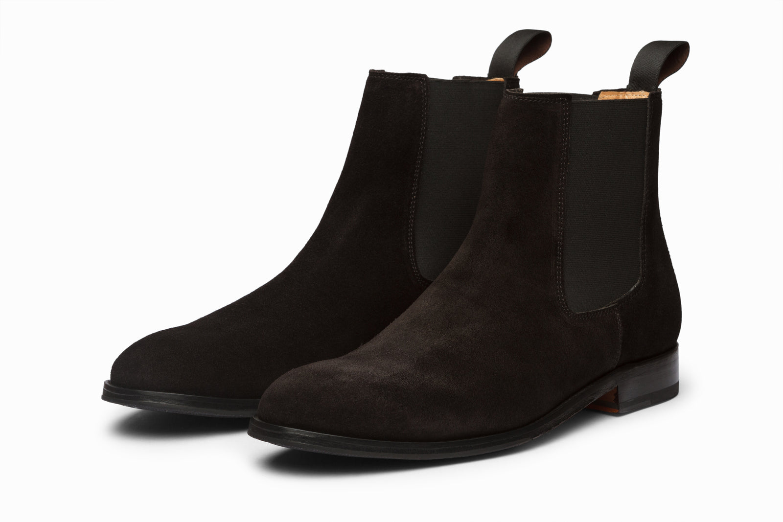 Black suede boot viewed in full