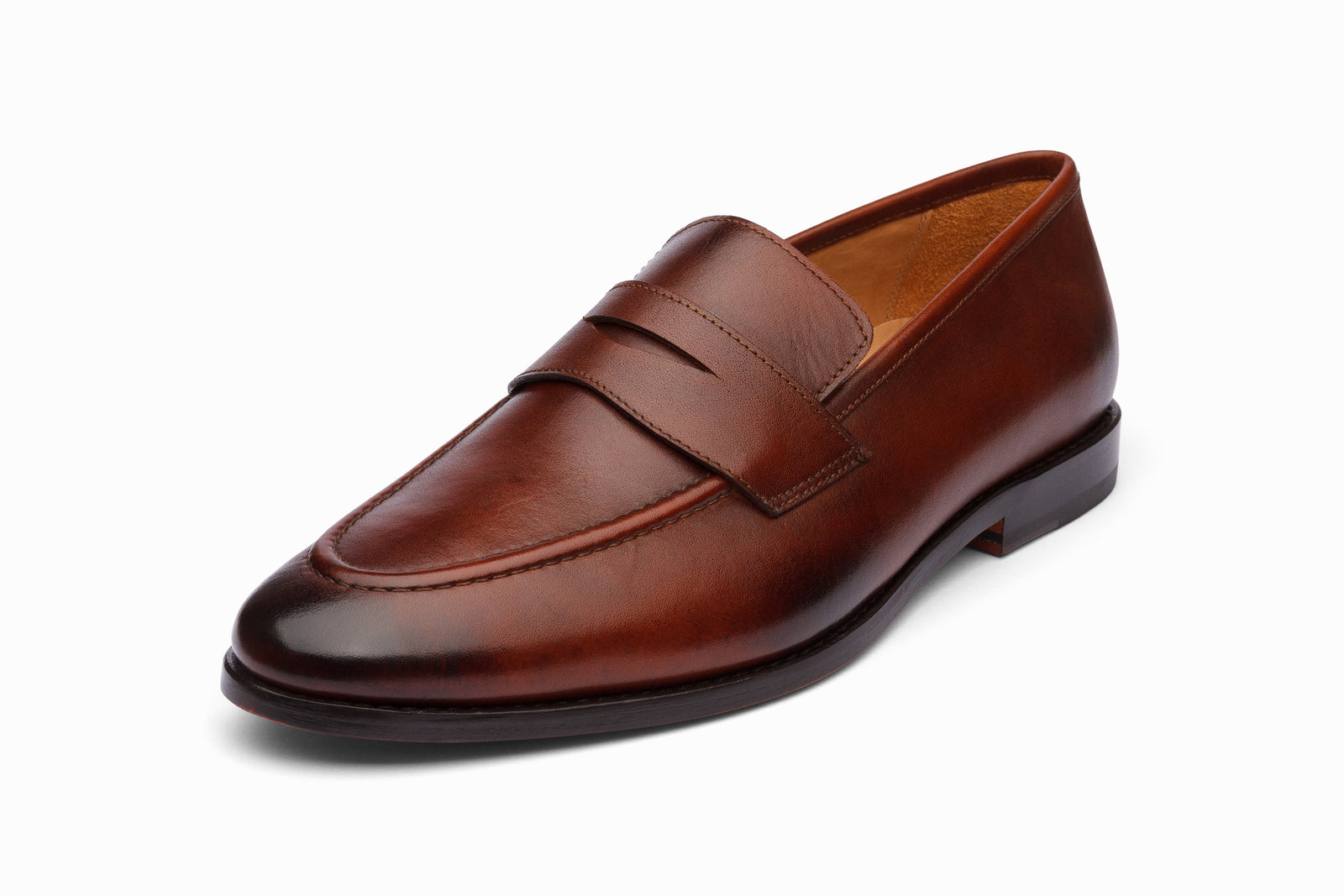 The brown leather loafer in detail
