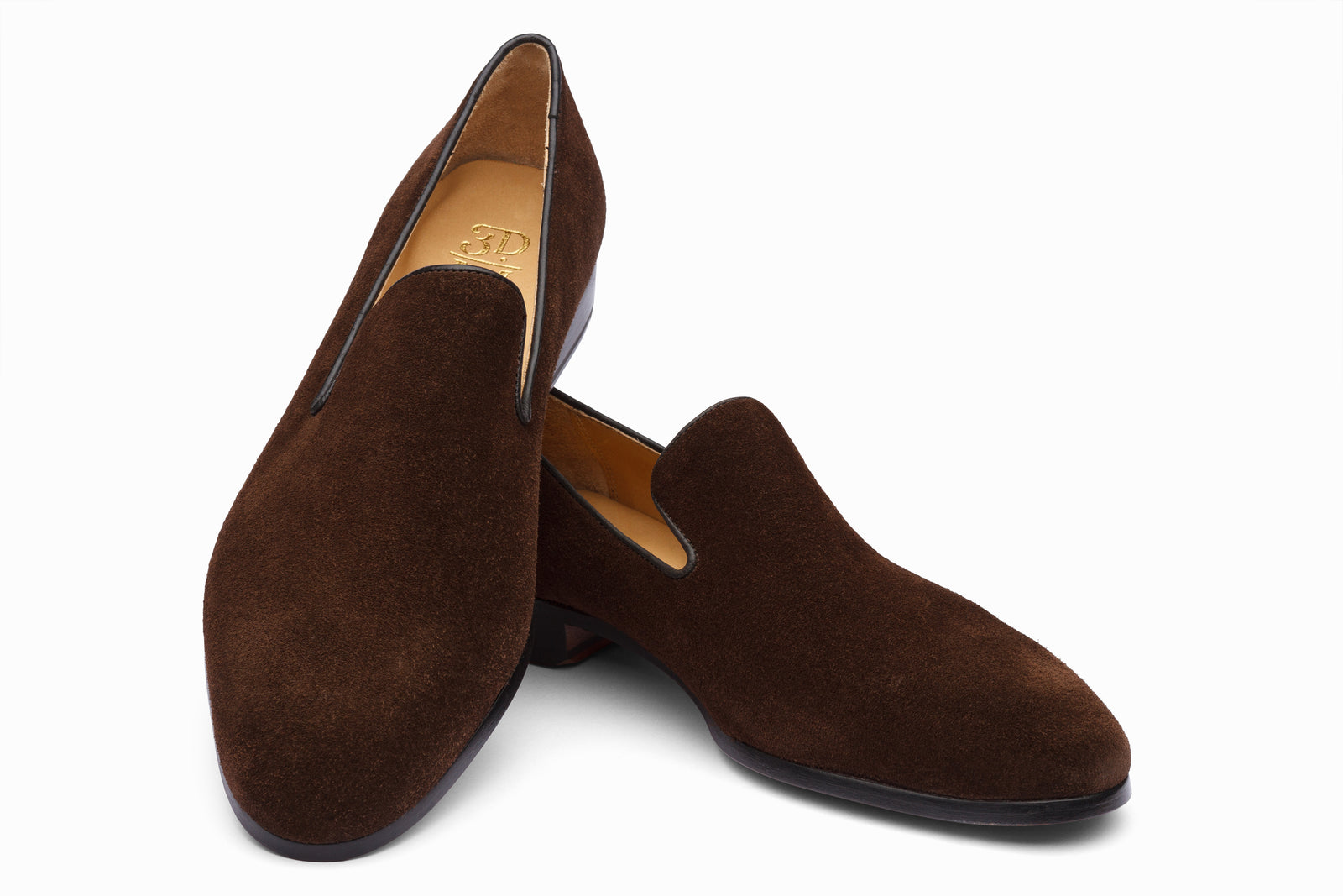 The brown suede loafer in detail