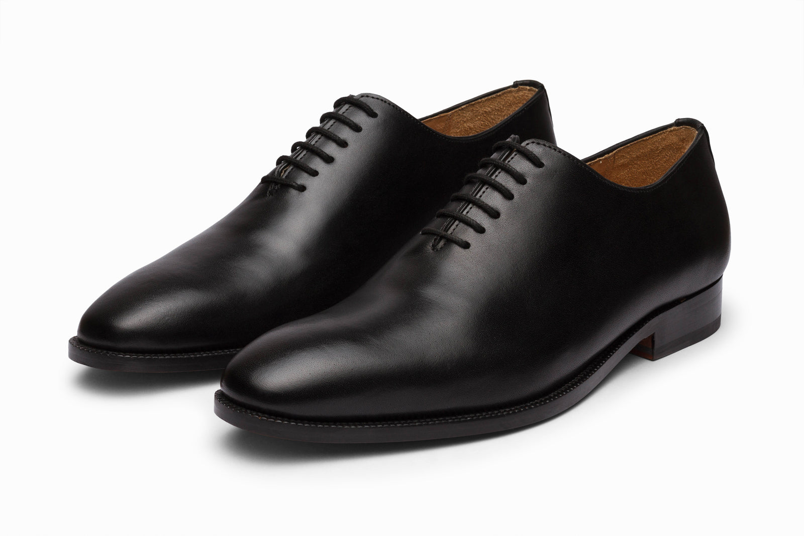 Black leather oxford viewed in full
