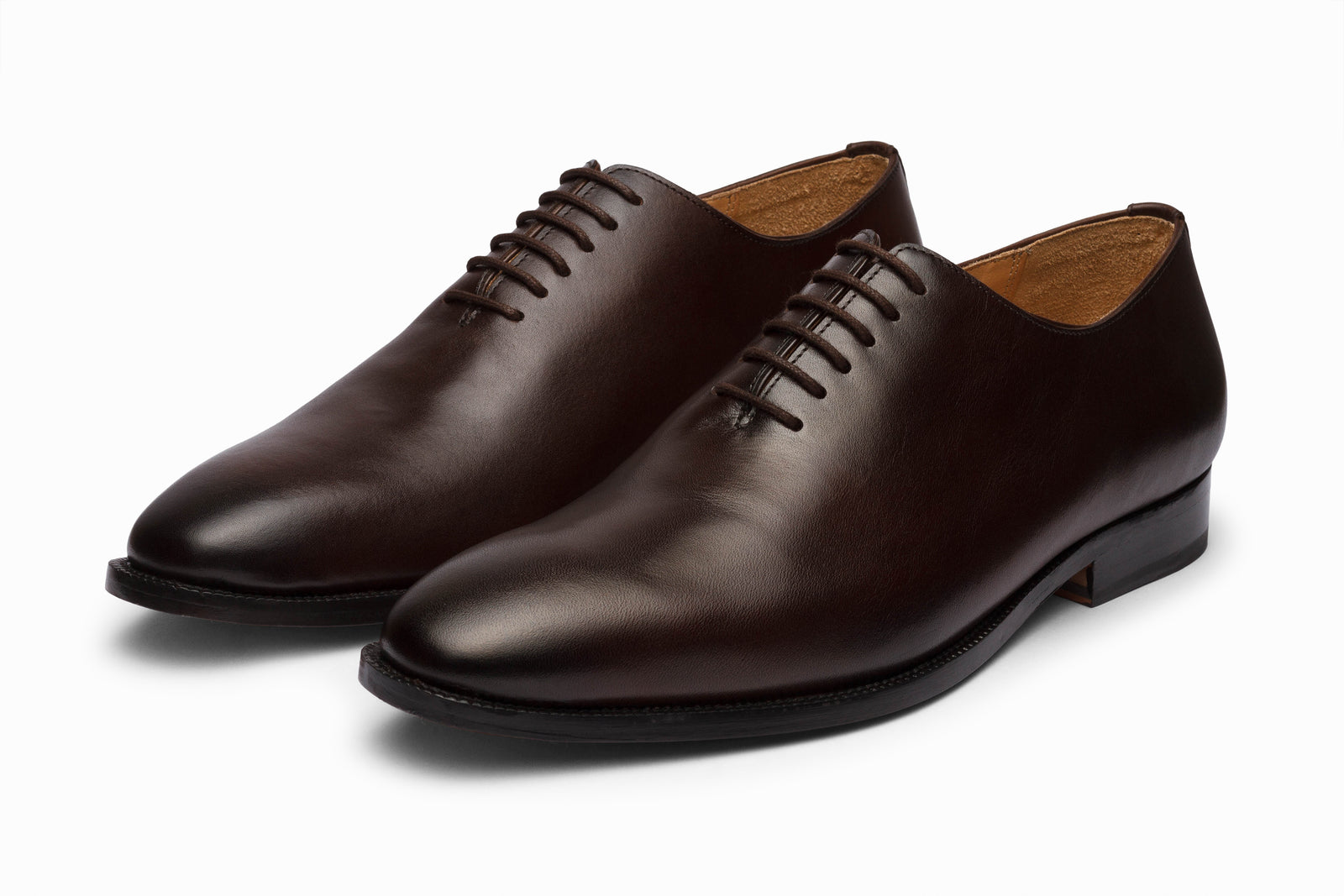 Brown leather oxford viewed in full