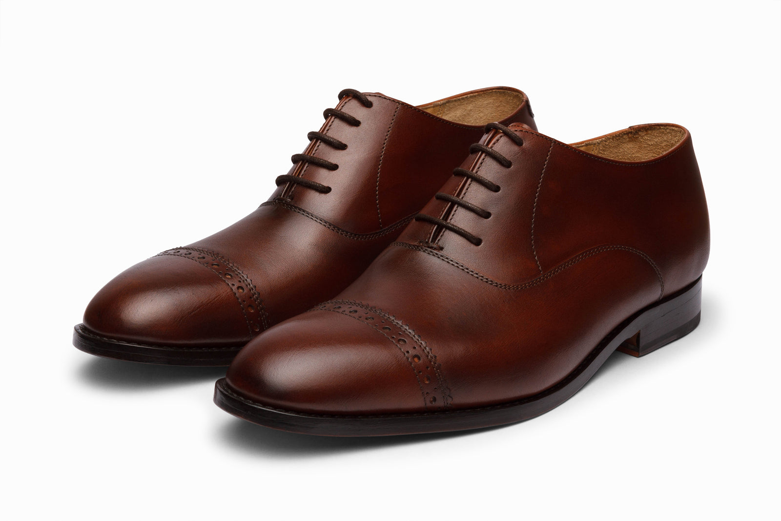Brown leather oxford viewed in full