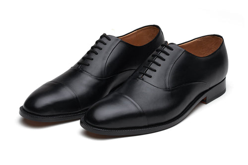 Black leather oxford viewed in full