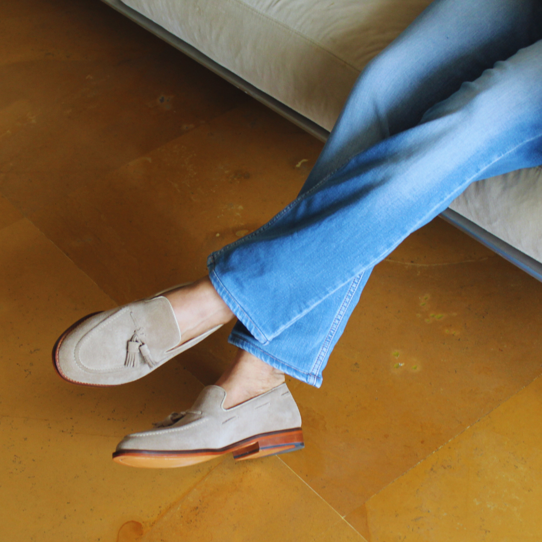 Tassel Loafers - Taupe Suede
