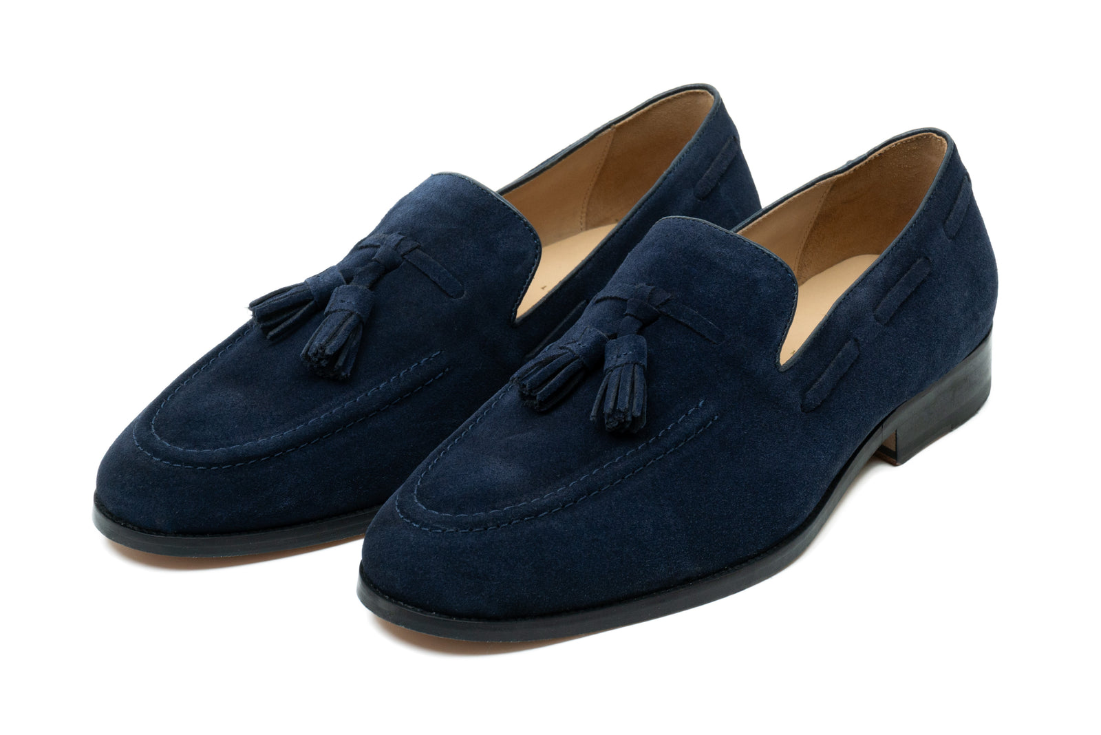 Navy suede tassel viewed in full