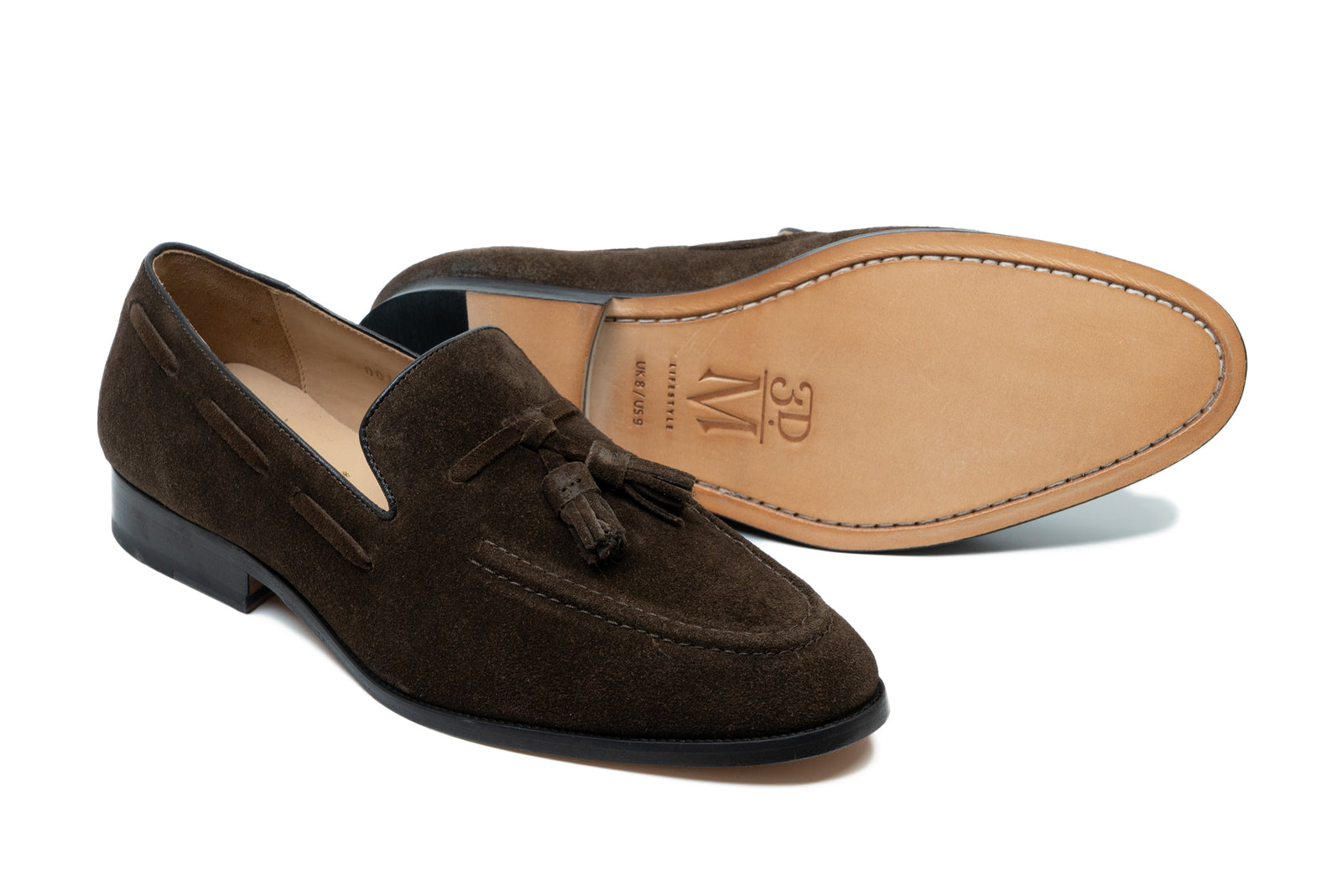 Close view of the brown suede tassel