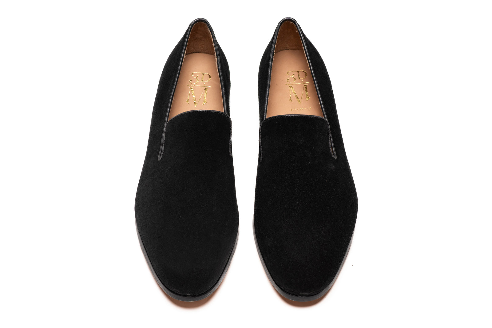 Close view of the black suede loafer