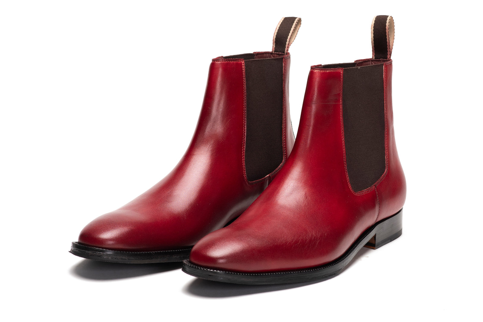 Oxblood leather boot viewed in full
