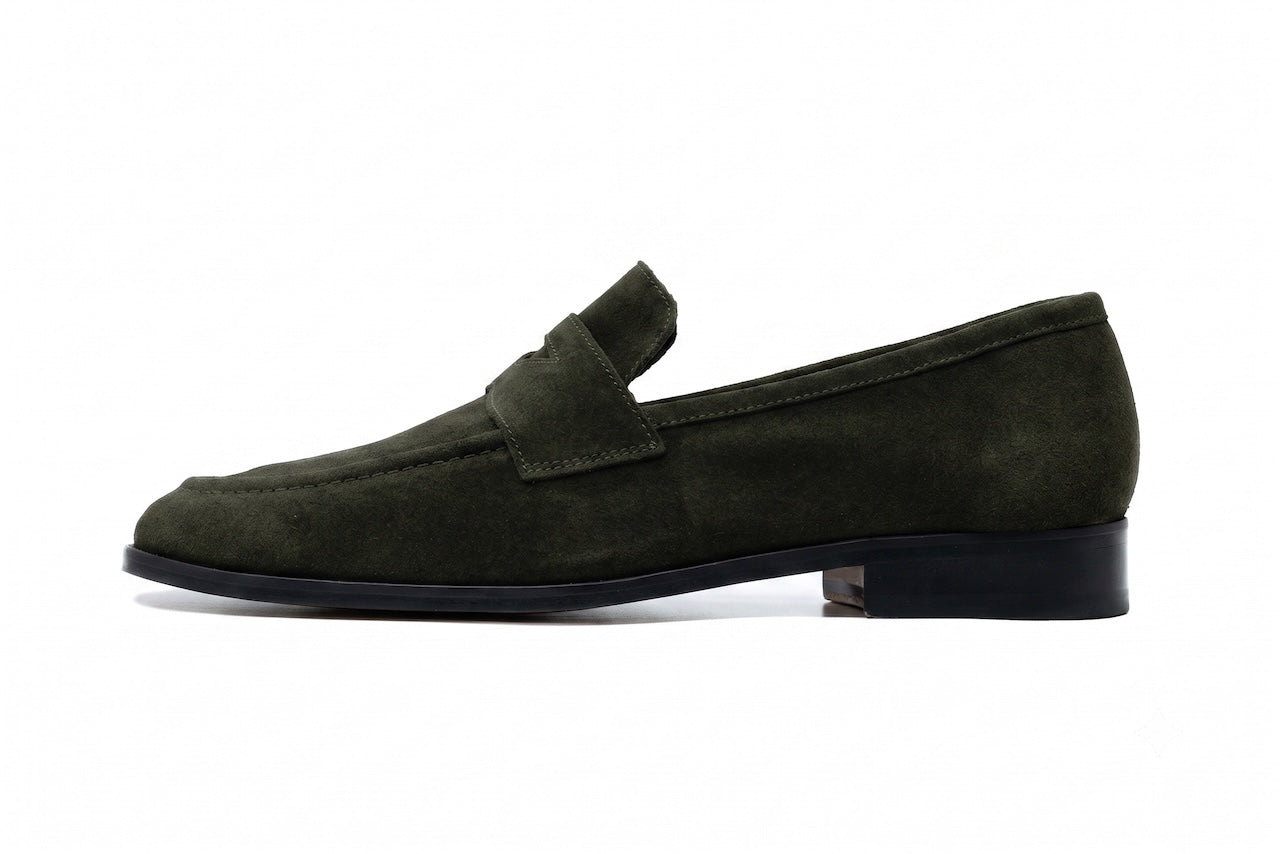 The suede penny in detail