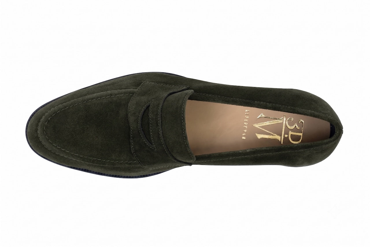 Soft Penny Loafers - Green Suede