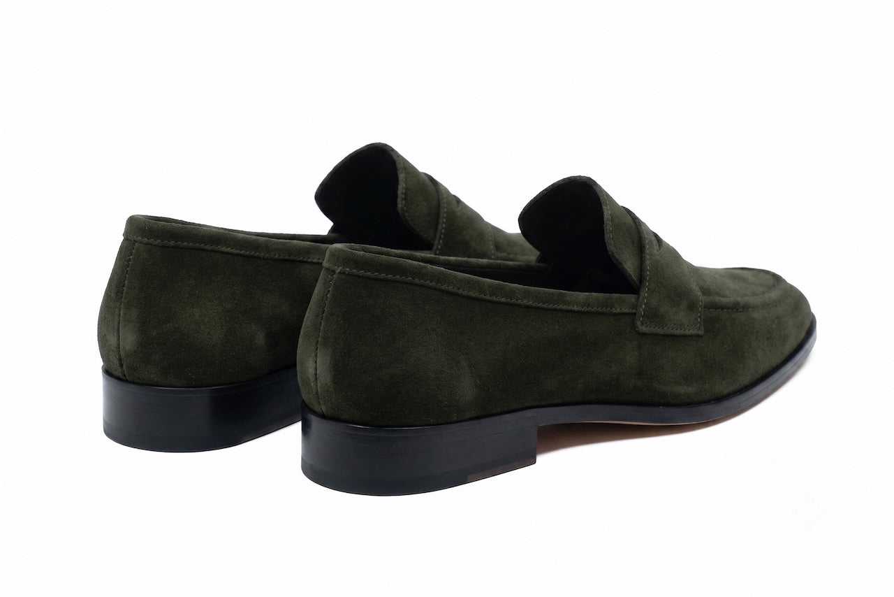 Soft Penny Loafers - Green Suede