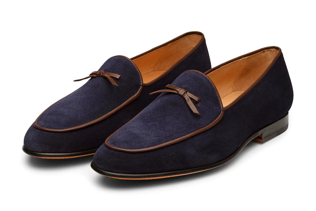 Pair of navy suede loafer