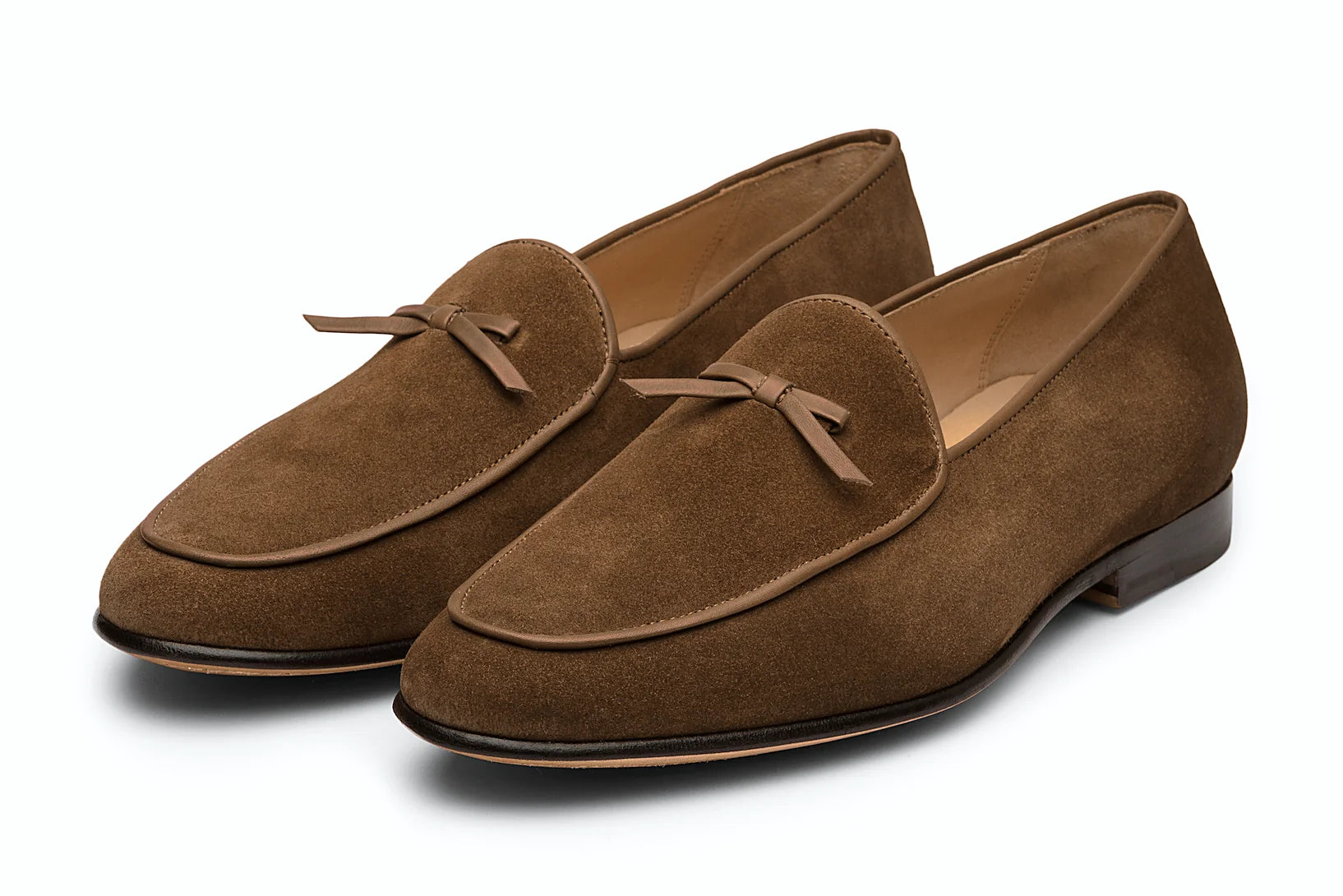 Pair of tobacco suede loafer