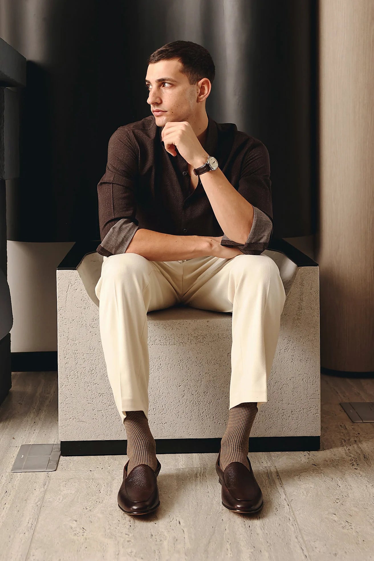 Belgian Loafers- Dark Brown Hatch Grain