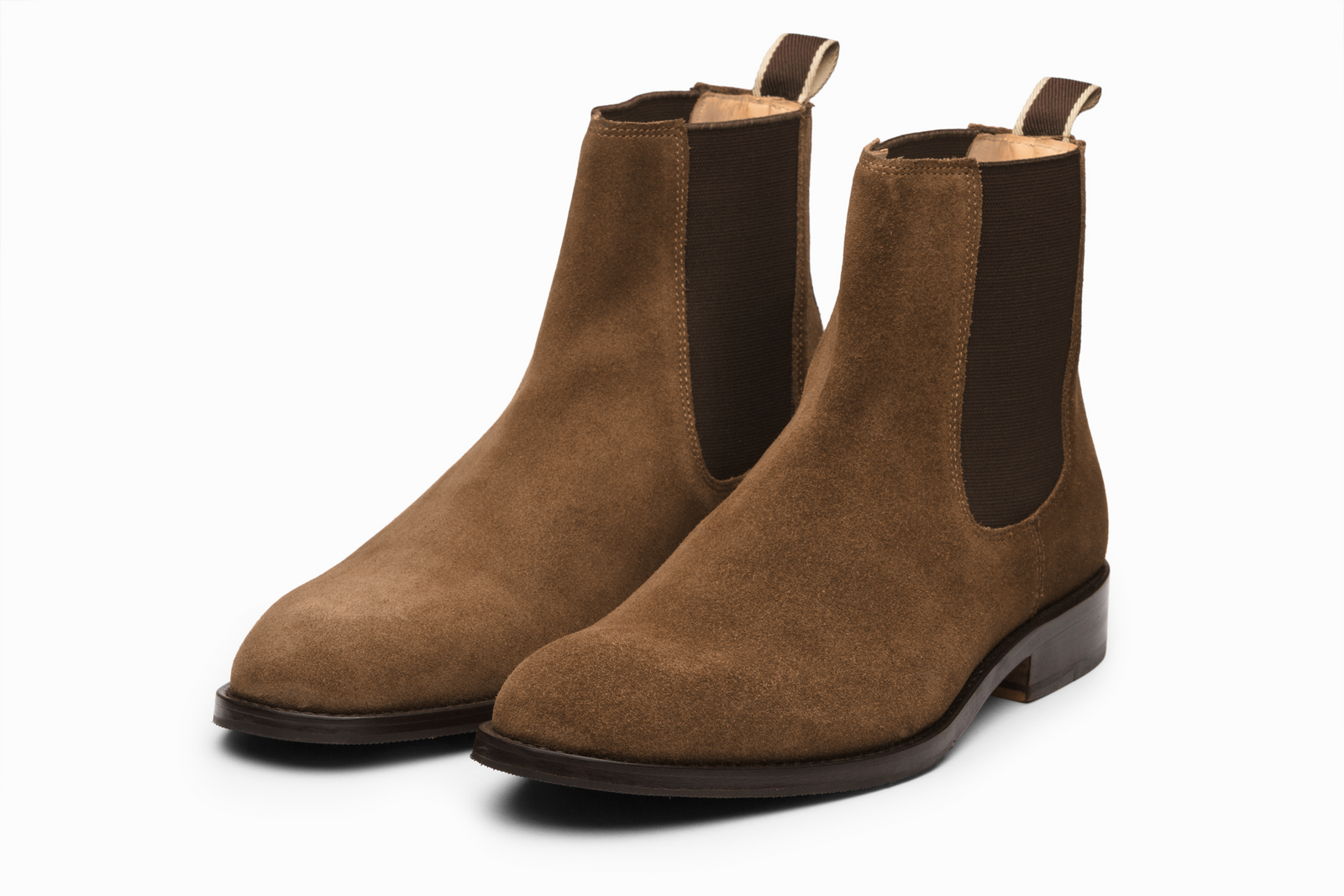 Tobacco suede boot viewed in full
