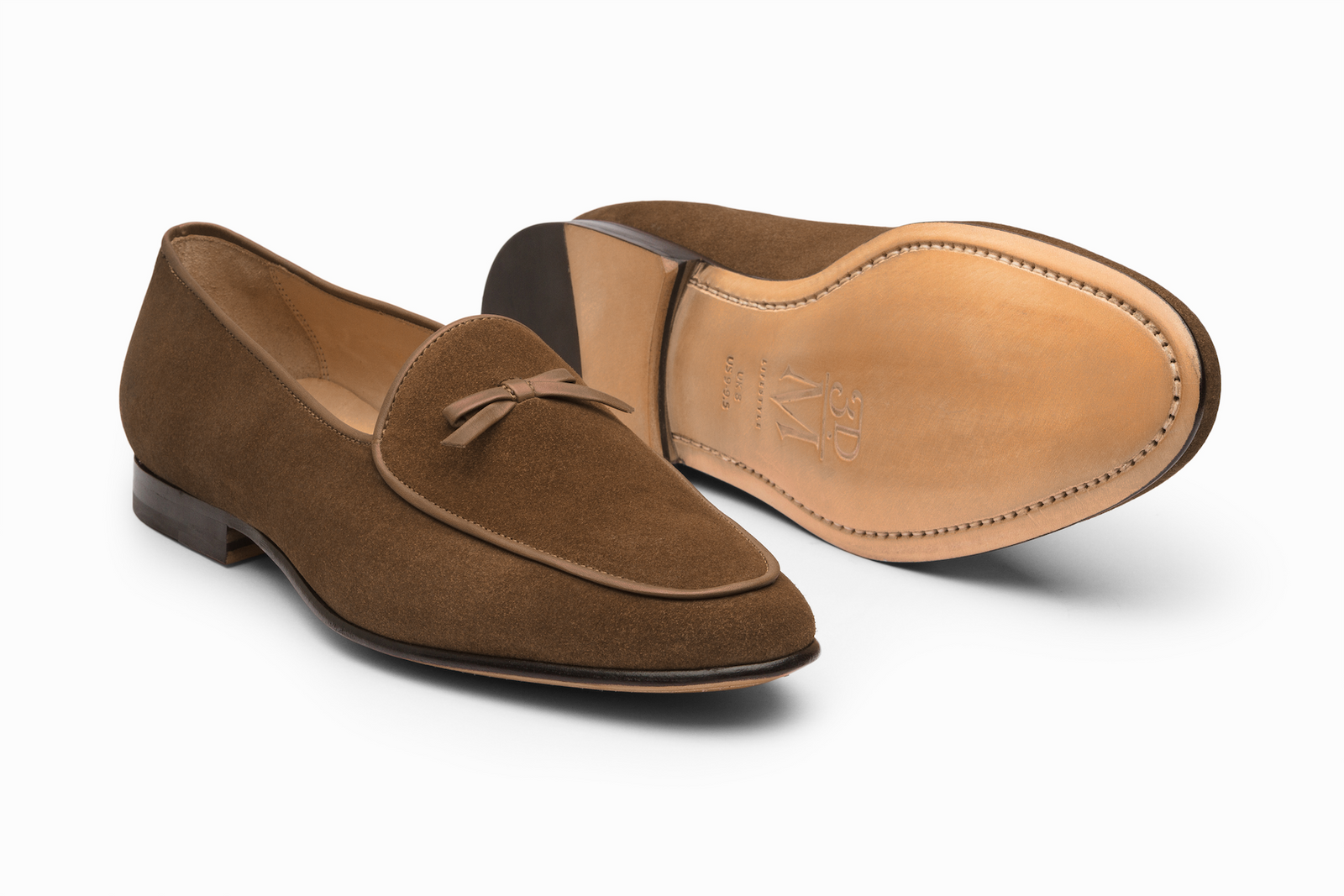 The tobacco suede loafer in detail