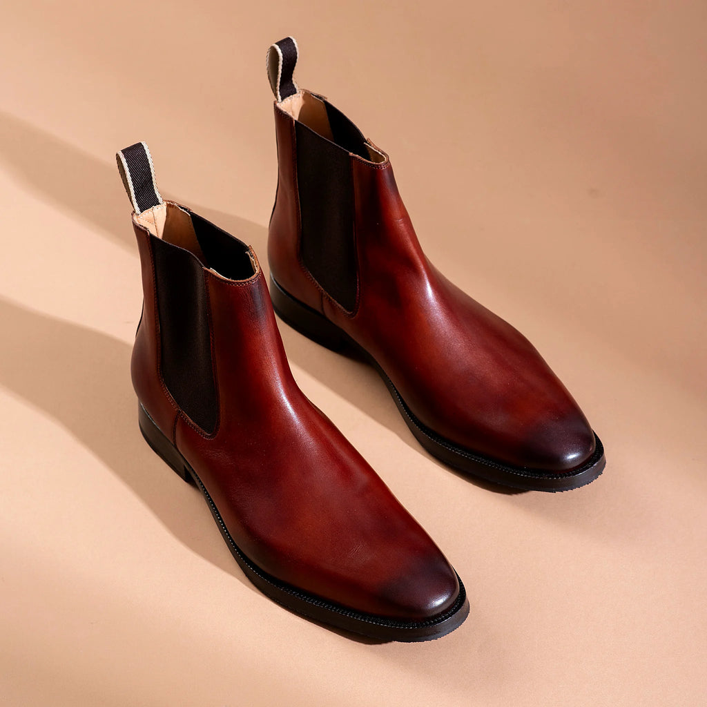 Chisel Toe Chelsea Boot - Dark Cognac