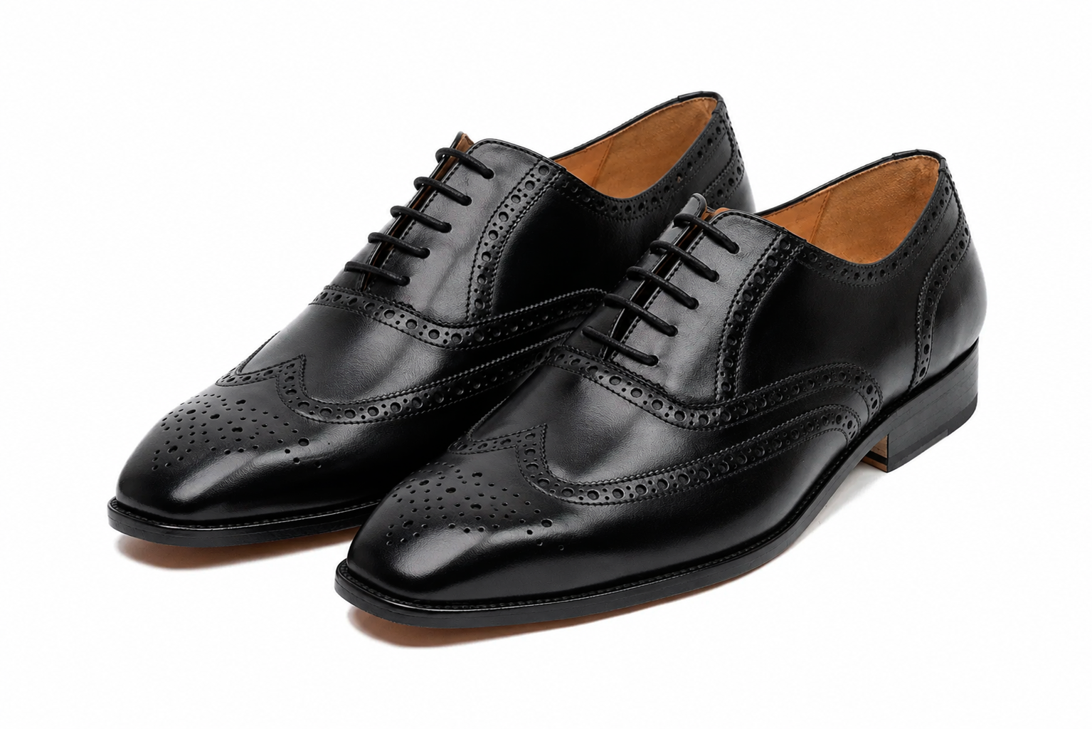 Black leather oxford viewed in full