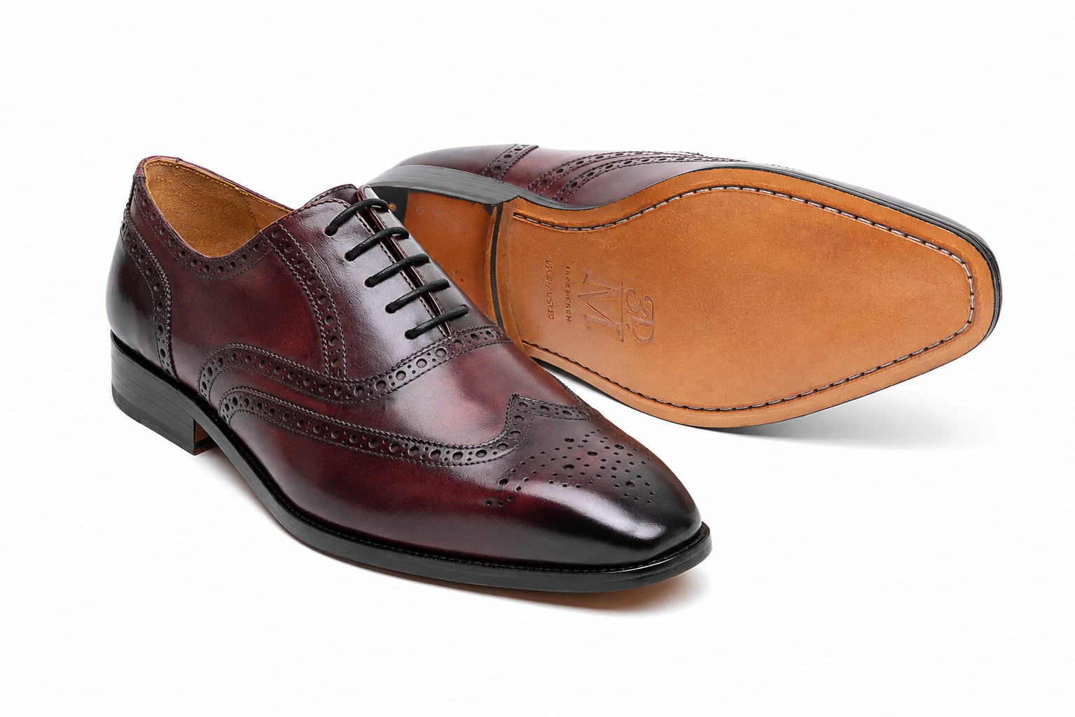 Close view of the oxblood leather oxford
