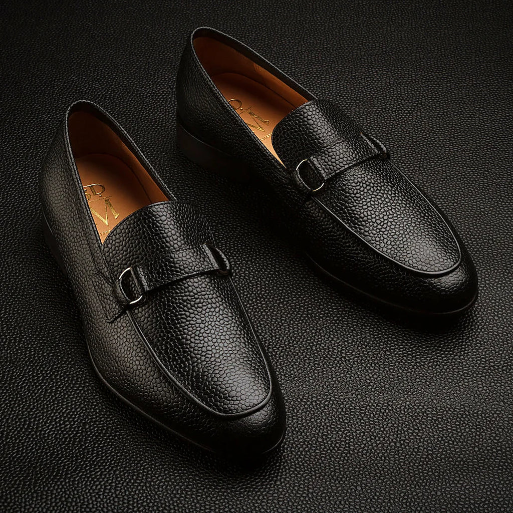 Lorenzo Leather Loafers - Black Grain