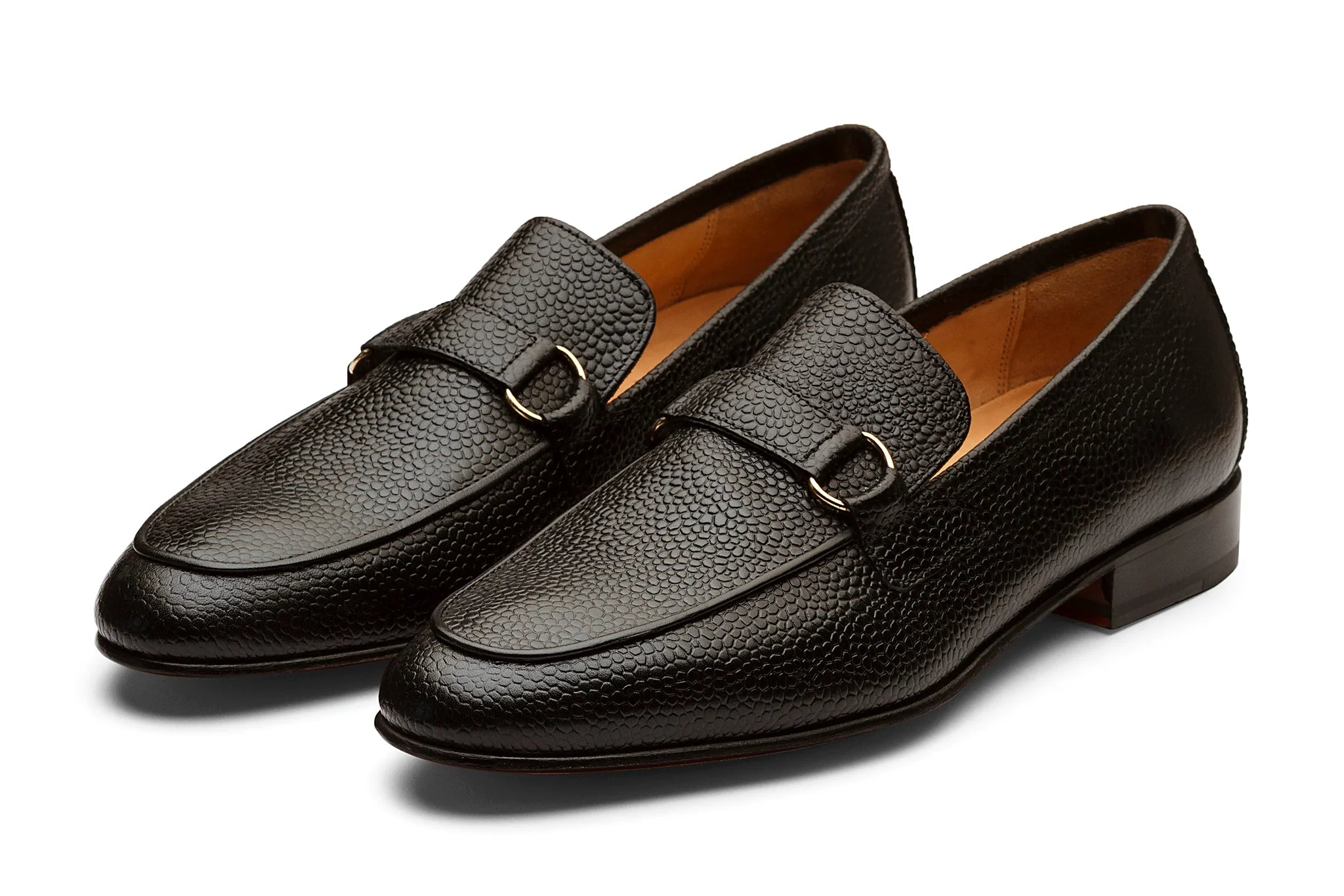 Pair of black leather loafer