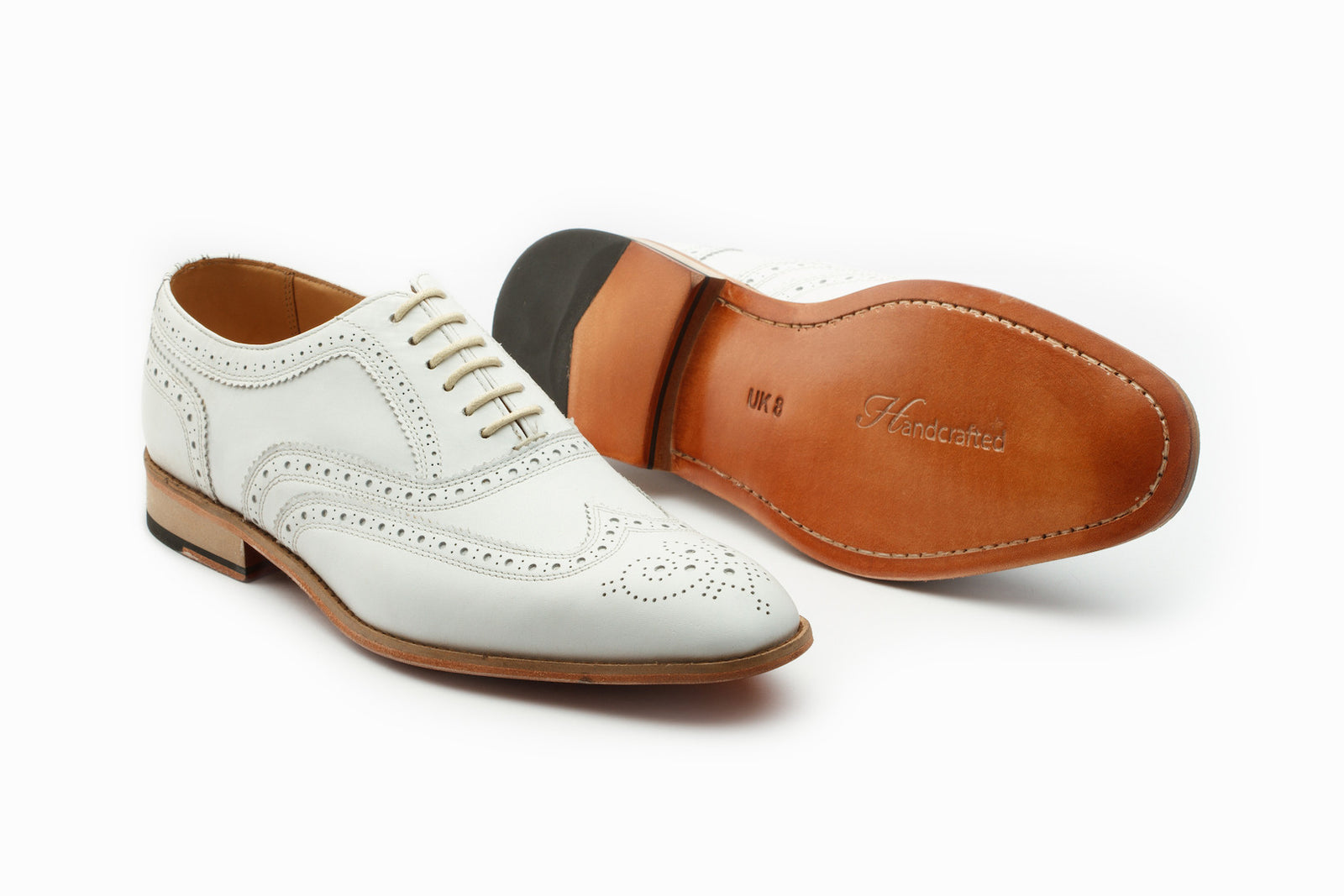 The white leather oxford in detail