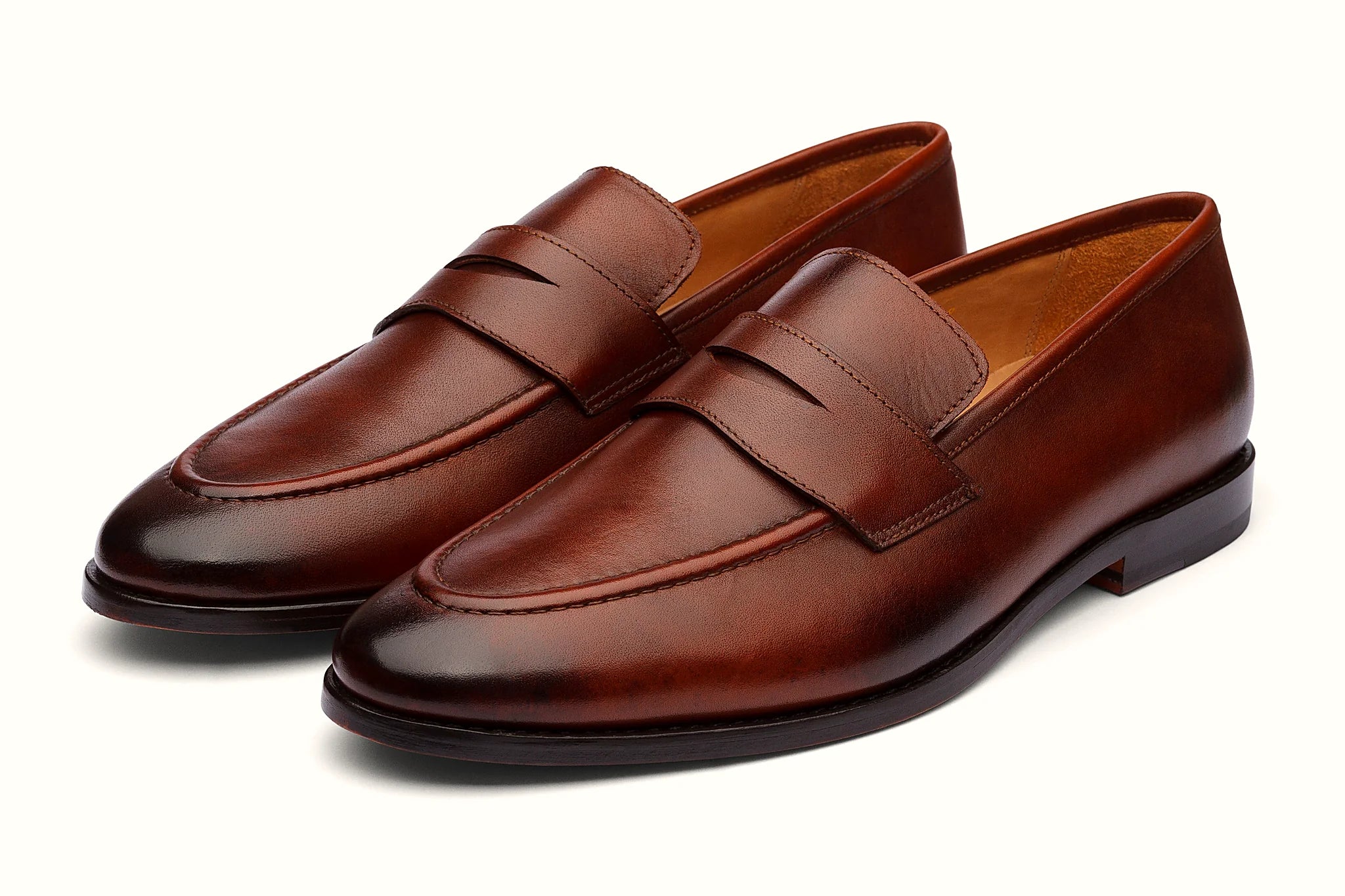 Pair of brown leather loafer