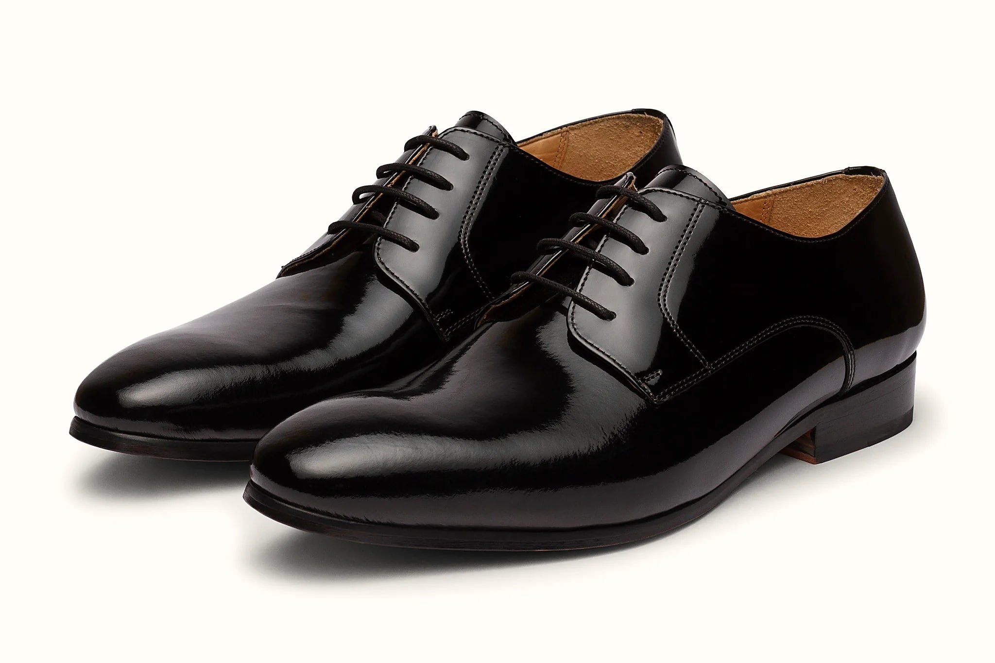 Pair of black patent derby