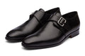 Pair of black leather monkstrap