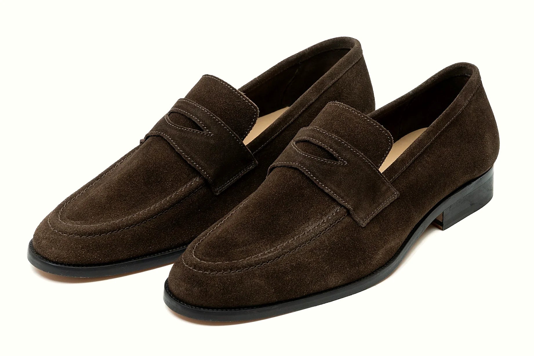Pair of brown suede penny
