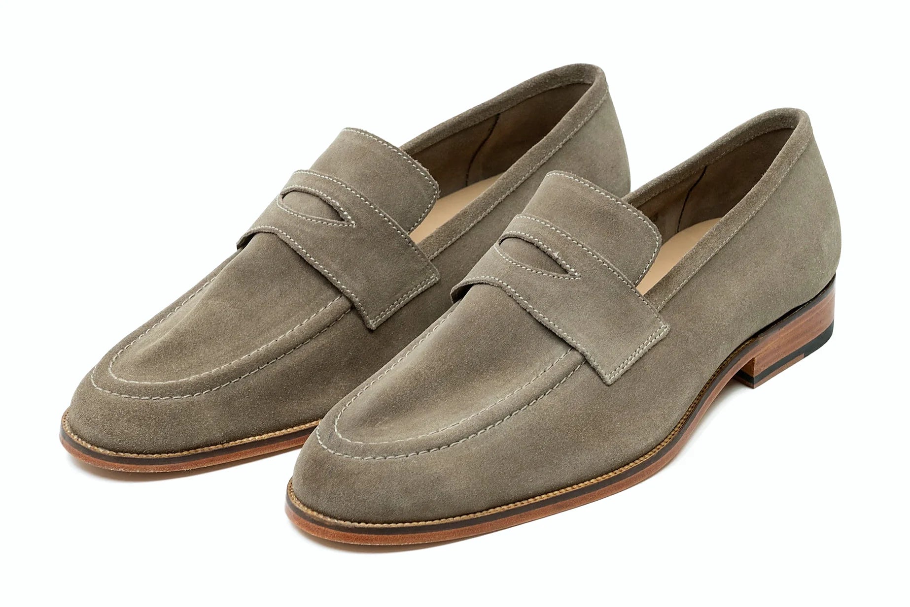 Pair of taupe suede penny