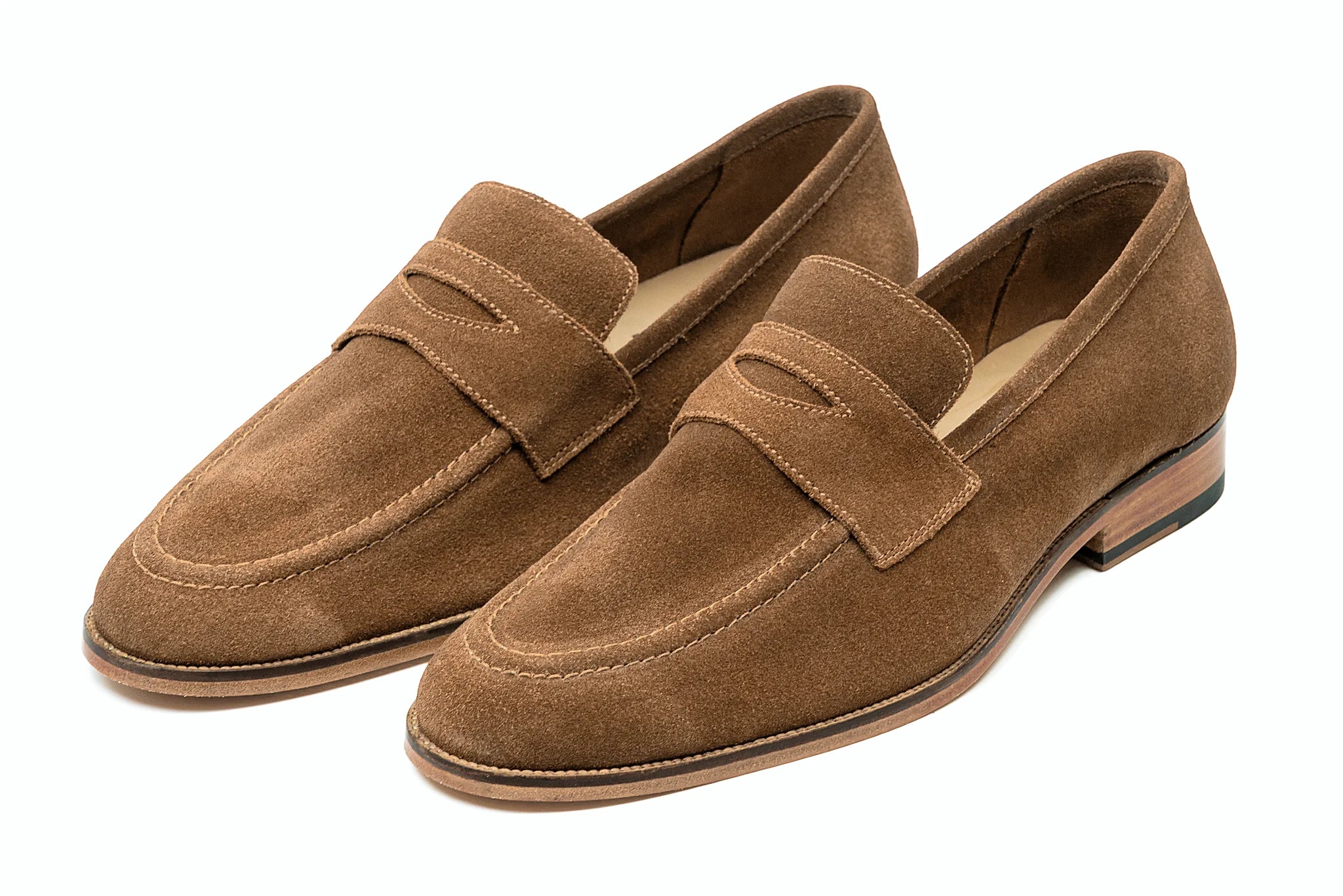 Pair of tobacco suede penny