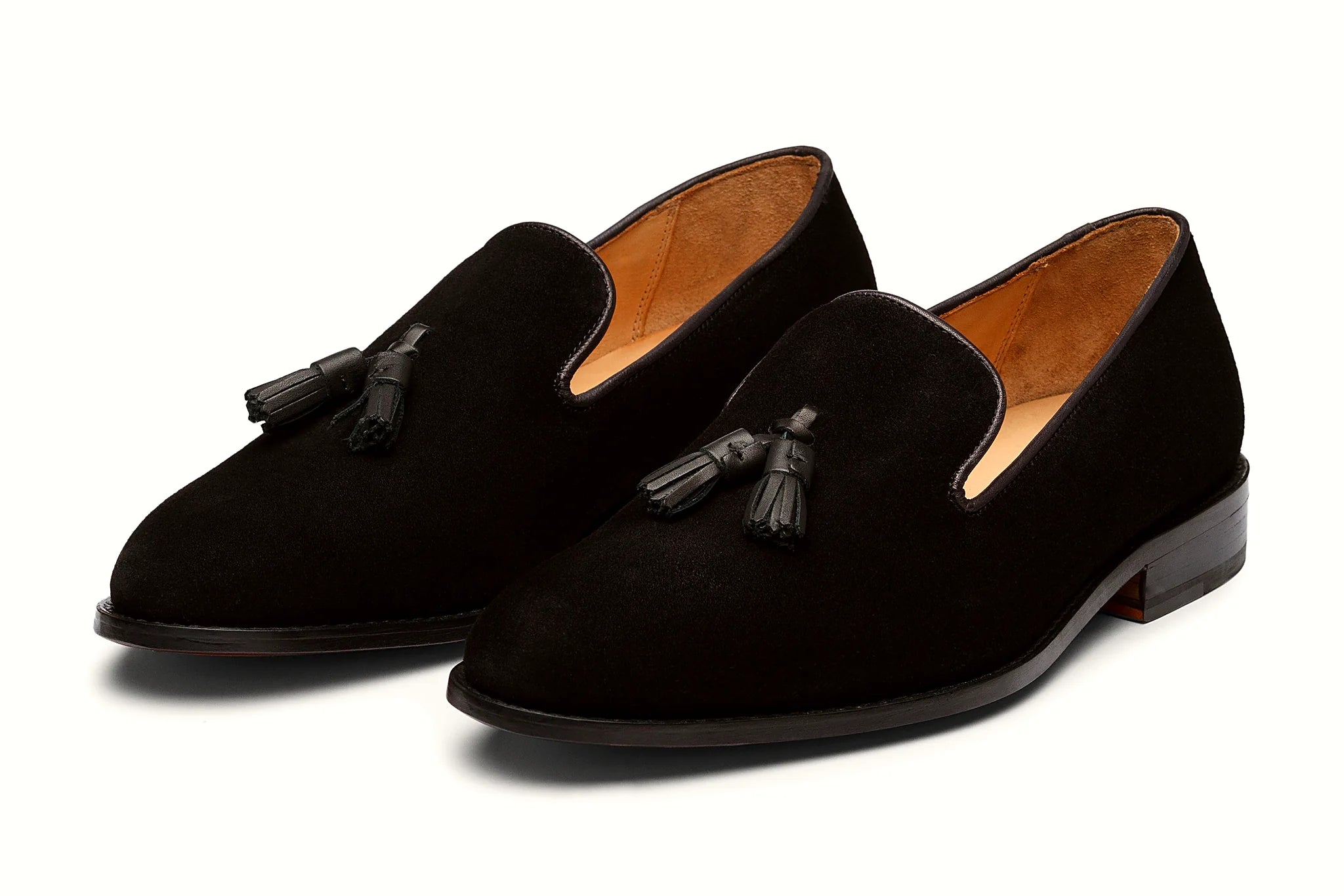Pair of black suede tassel