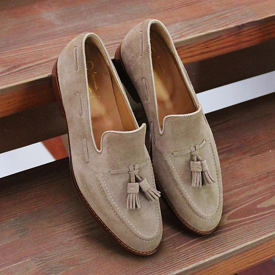 Tassel Loafers - Taupe Suede