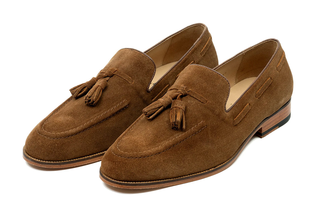 Pair of tobacco suede tassel