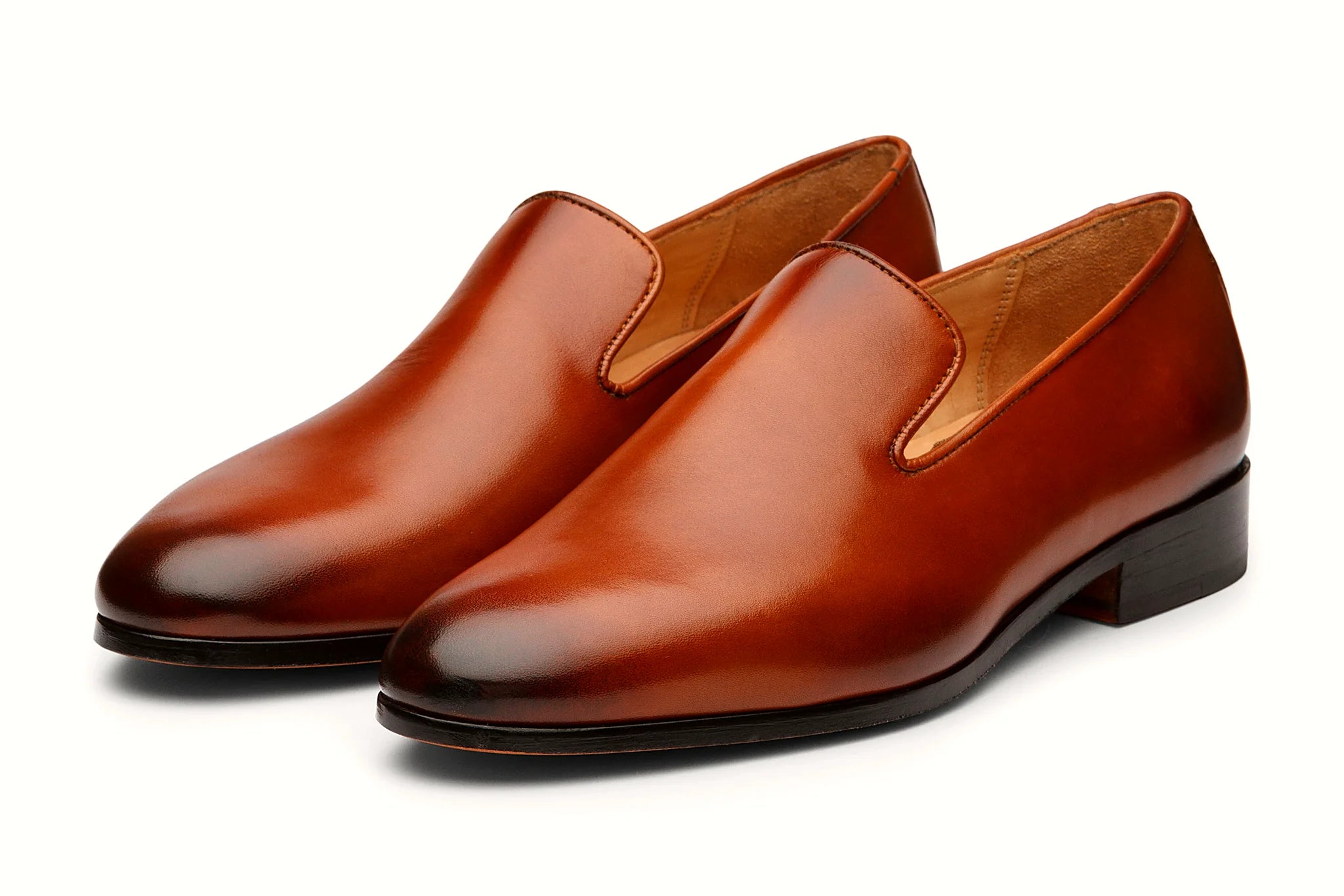 Pair of cognac leather loafer