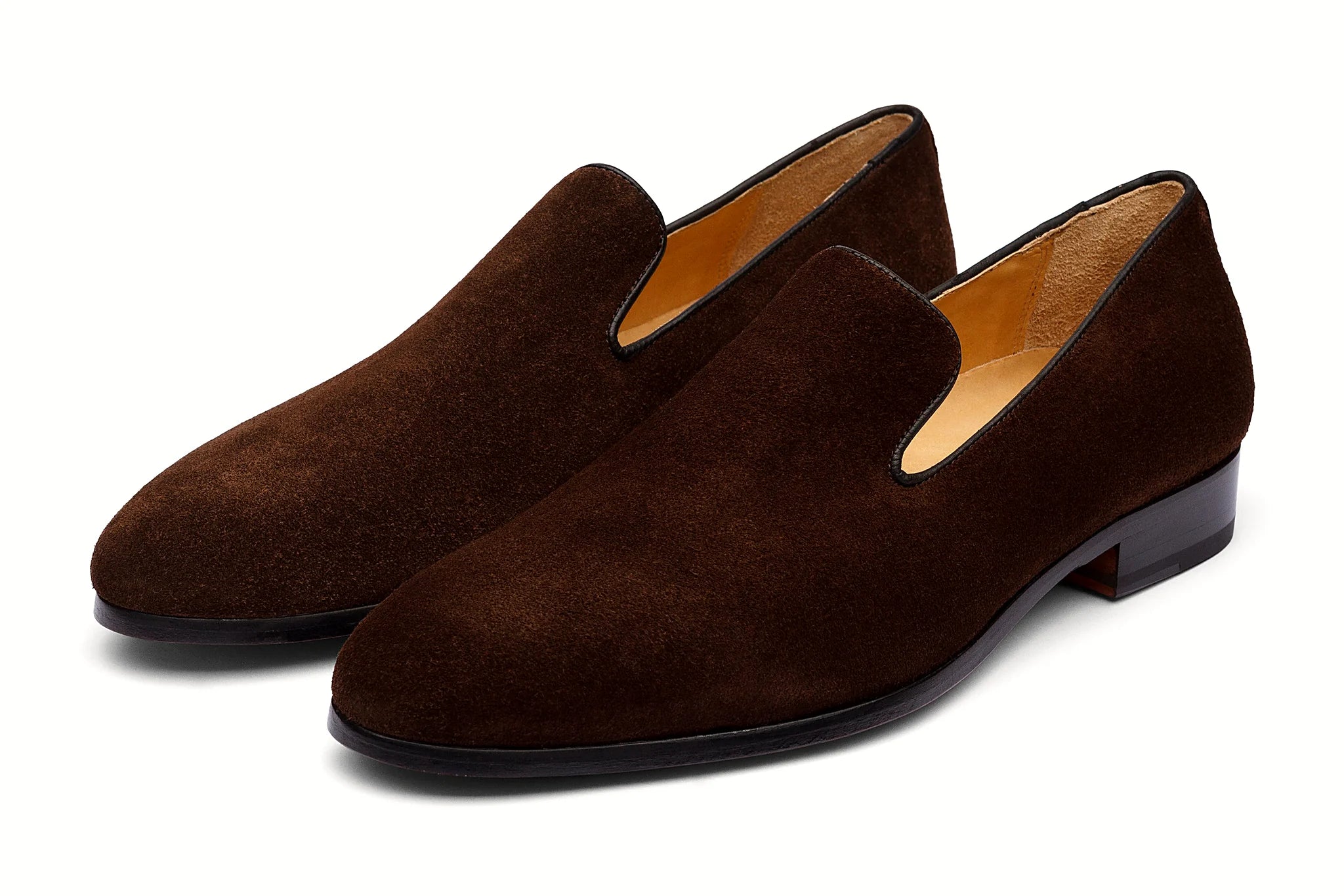 Pair of brown suede loafer