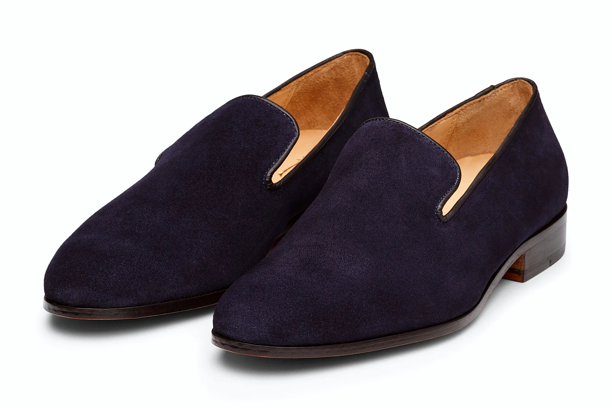Pair of navy suede loafer
